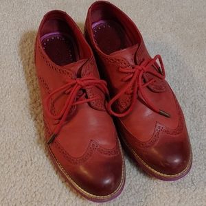 Cole haan lunargrand wingtip leather shoes pink